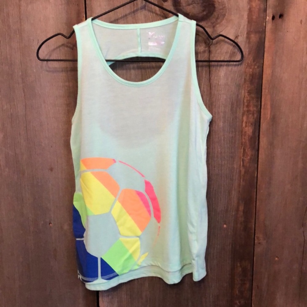 Old Navy Active Twist Back Graphic Soccer Tank in Green Size XL 14 Girls